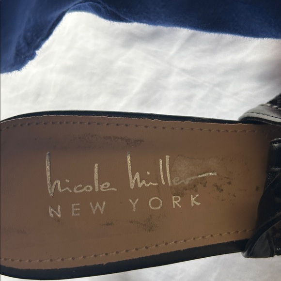 Nicole Miller New York Black Mesh Slingback Kitten Heels Size 7.5 - Picture 7 of 7